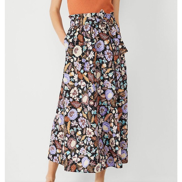 Ann Taylor Batik Floral Paper Bag Maxi Skirt Size M - Picture 2 of 10